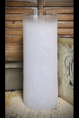 4.75x11.75" WHITE CRACKLE/FROSTED CYLINDER - LARGE [481537]